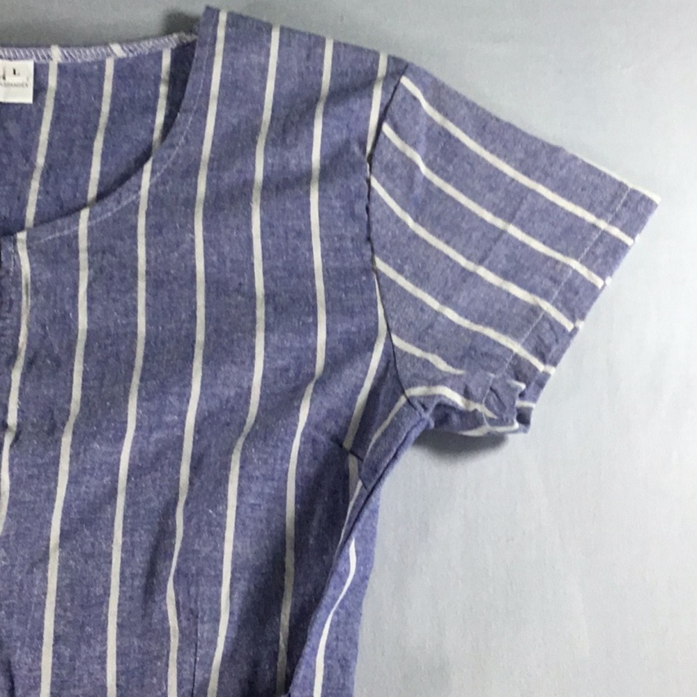 Coastal chic Size M Jumpsuit blue and white Striped Cottagecore Cropped - Picture 3 of 12
